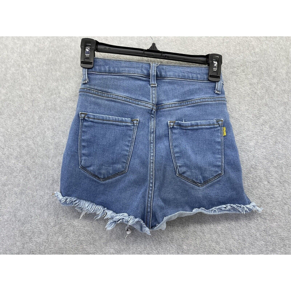 Vibrant Denim Shortie Shorts Hot Pants Medium Wash Medium Cutoff High Open side - Picture 2 of 9